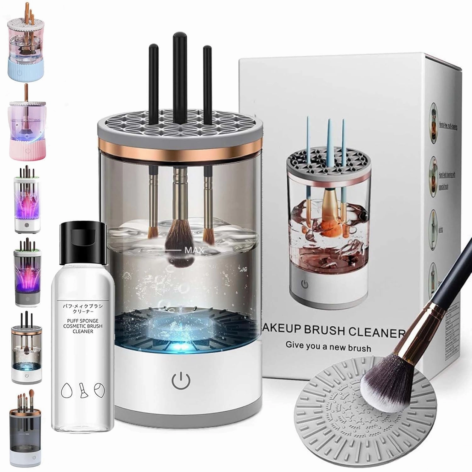 The Cozy Luna, Cozy Luna, The Cozy Luna Brush Cleaner, Cosmetic Brush Cleaner, Waterproof Automatic Makeup Brush Cleaner for Makeup Brush Set (Charging,White)