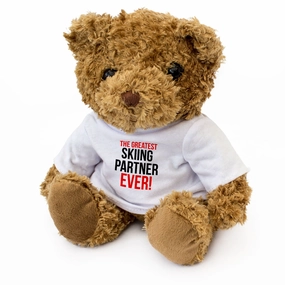 THE GREATEST SKIING PARTNER EVER - Teddy Bear - Cute Cuddly - Gift Present