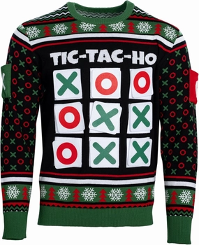 Tic Tac Ho Festive Holiday Party Game Wear Interactive Ugly Christmas Sweater