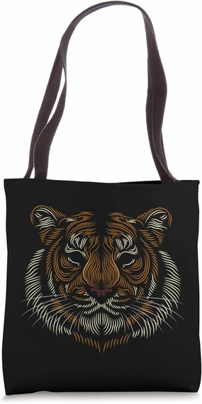 Tiger Head - Line Art Grapic - Animal Drawing - Geometrical Tote Bag