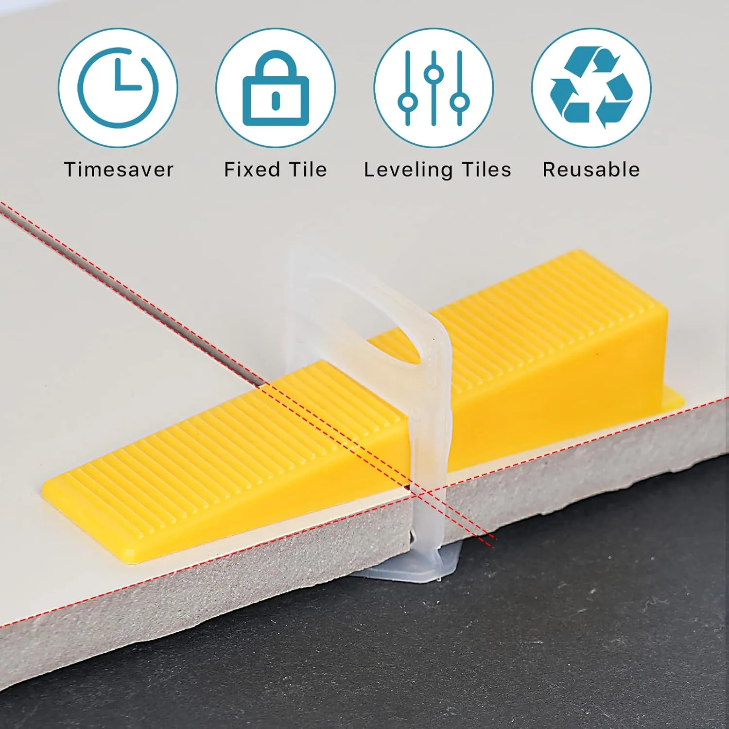 Tile Leveling System with Tile Plier 600Pcs Piece Tile Spacers Clips 200Pcs Piece Reusable Wedges and 1 Rubber Mallet Tile Tools Set for Stone Installation (1/8"(3.0 mm)
