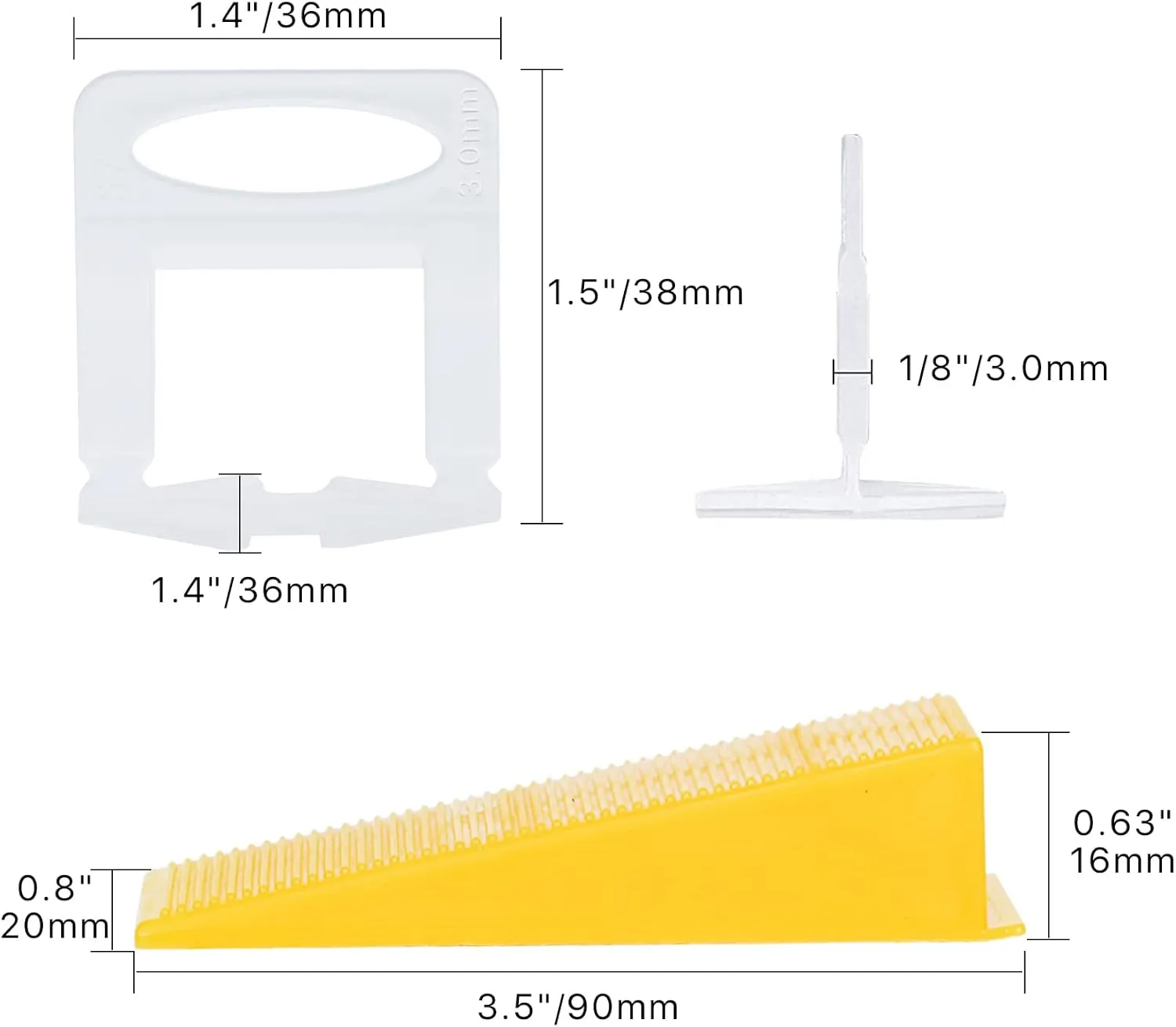 Tile Leveling System with Tile Plier 600Pcs Piece Tile Spacers Clips 200Pcs Piece Reusable Wedges and 1 Rubber Mallet Tile Tools Set for Stone Installation (1/8"(3.0 mm)