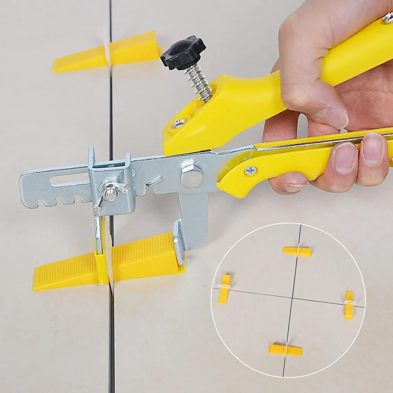 Tile Leveling System with Tile Plier 600Pcs Piece Tile Spacers Clips 200Pcs Piece Reusable Wedges and 1 Rubber Mallet Tile Tools Set for Stone Installation (1/8"(3.0 mm)