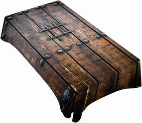 TKS MITLAN Ancient Wooden Door Tablecloth Decor Medieval Background Metal Closed Architectural Table Cloth Dining Room Kitchen Table Cover 60" X 84" Oblong/Rectangle