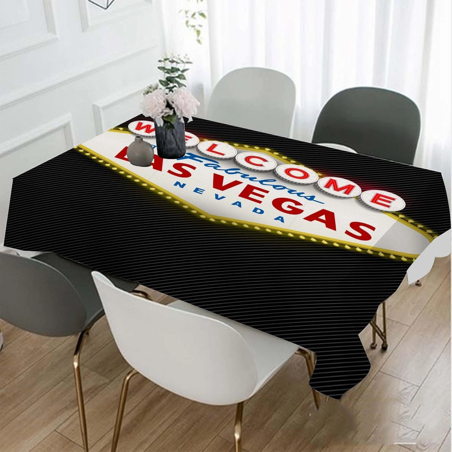 TKS MITLAN Welcome to Fabulous Tablecloth Decor Las Vegas Nevada Table Cloth Dining Room Kitchen Table Cover 60" X 84" Oblong/Rectangle