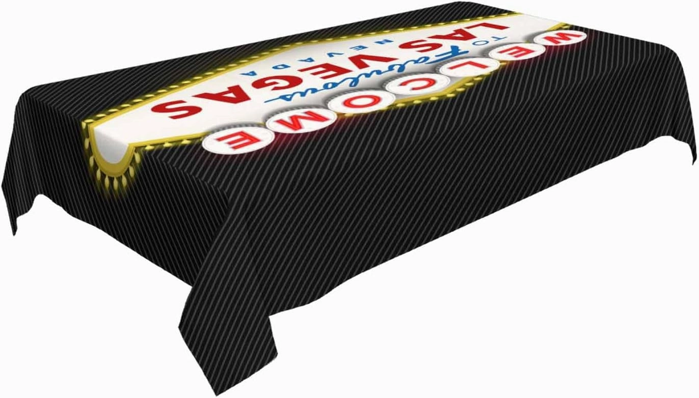 TKS MITLAN Welcome to Fabulous Tablecloth Decor Las Vegas Nevada Table Cloth Dining Room Kitchen Table Cover 60" X 84" Oblong/Rectangle