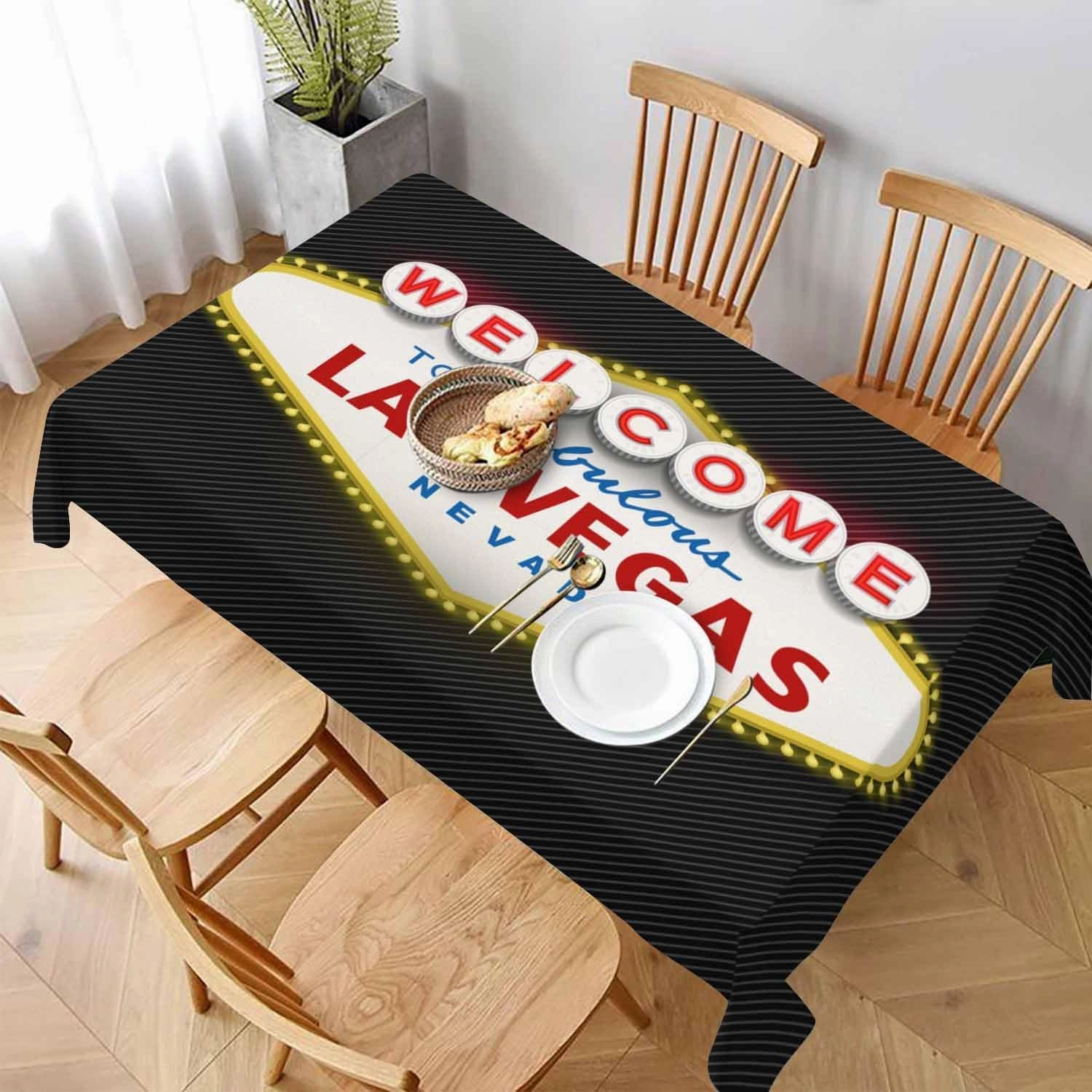 TKS MITLAN Welcome to Fabulous Tablecloth Decor Las Vegas Nevada Table Cloth Dining Room Kitchen Table Cover 60" X 84" Oblong/Rectangle