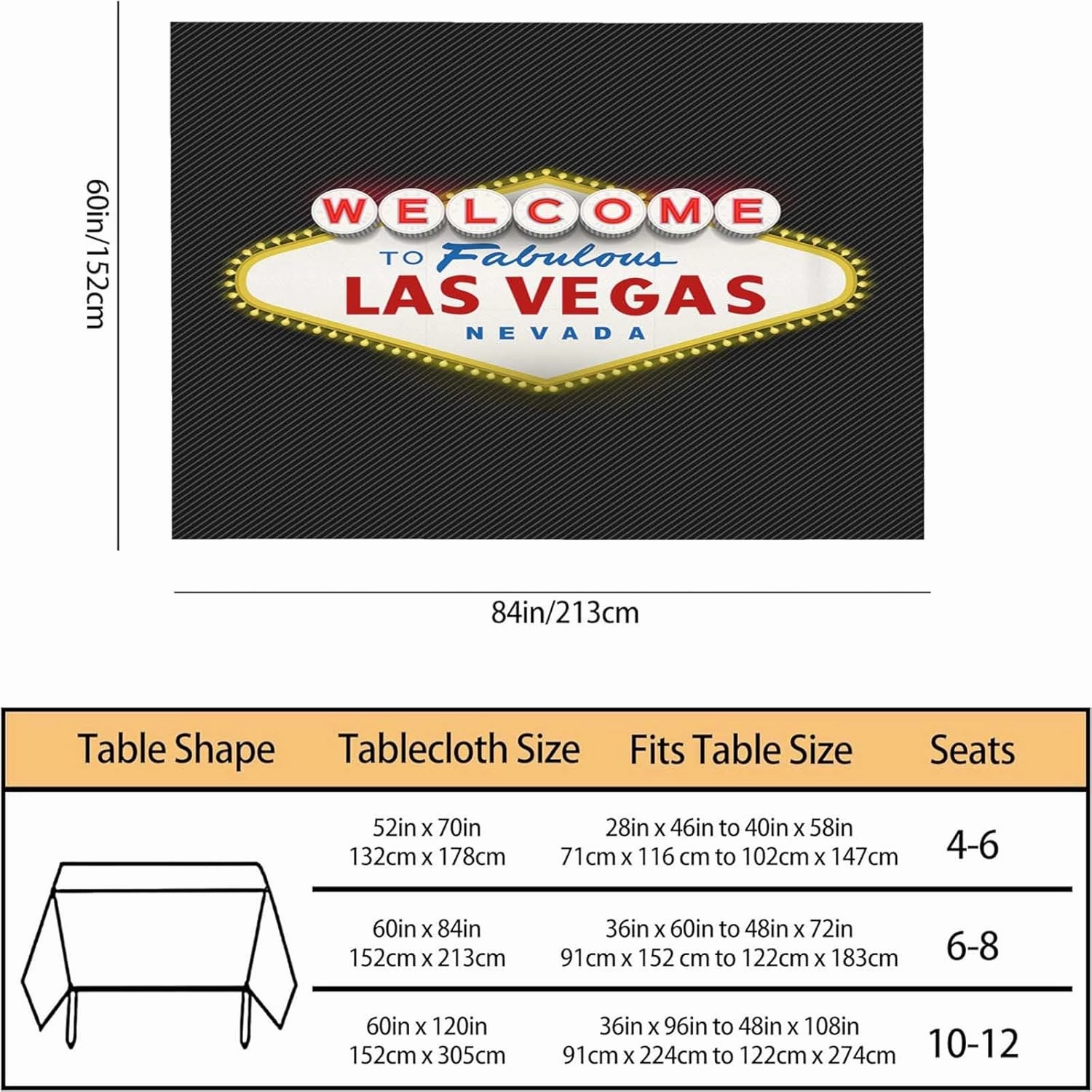 TKS MITLAN Welcome to Fabulous Tablecloth Decor Las Vegas Nevada Table Cloth Dining Room Kitchen Table Cover 60" X 84" Oblong/Rectangle