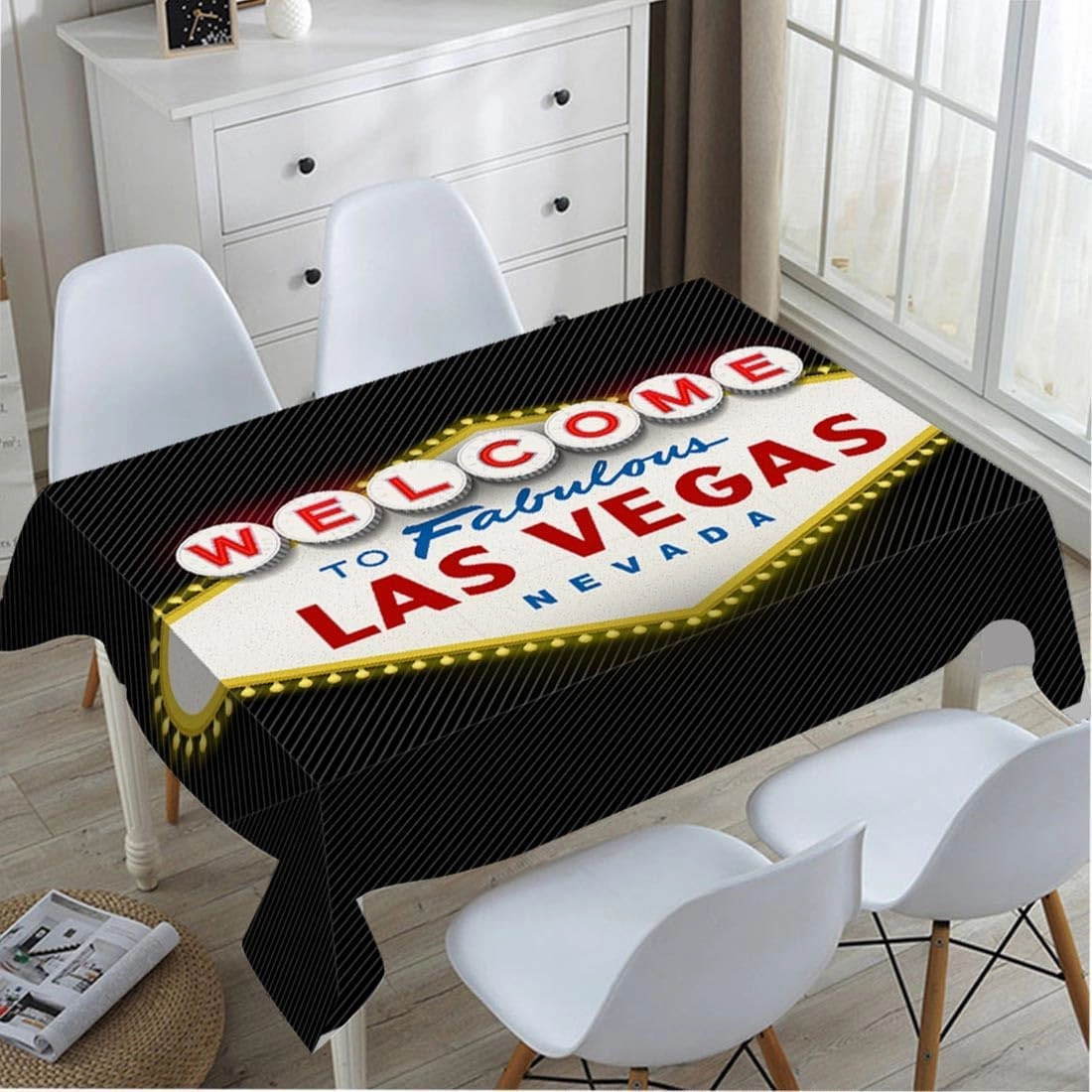 TKS MITLAN Welcome to Fabulous Tablecloth Decor Las Vegas Nevada Table Cloth Dining Room Kitchen Table Cover 60" X 84" Oblong/Rectangle