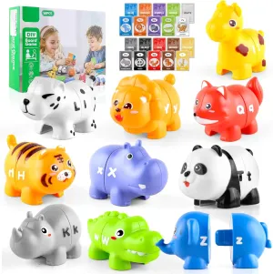 Toddler Educational Animal Alphabet Toy Set - 26 Animal Figures with Alphabet Cards, Color Recognition & Letter Matching for Fine Motor Skills & Early Learning, Preschool Boys Girls Birthday Gift
