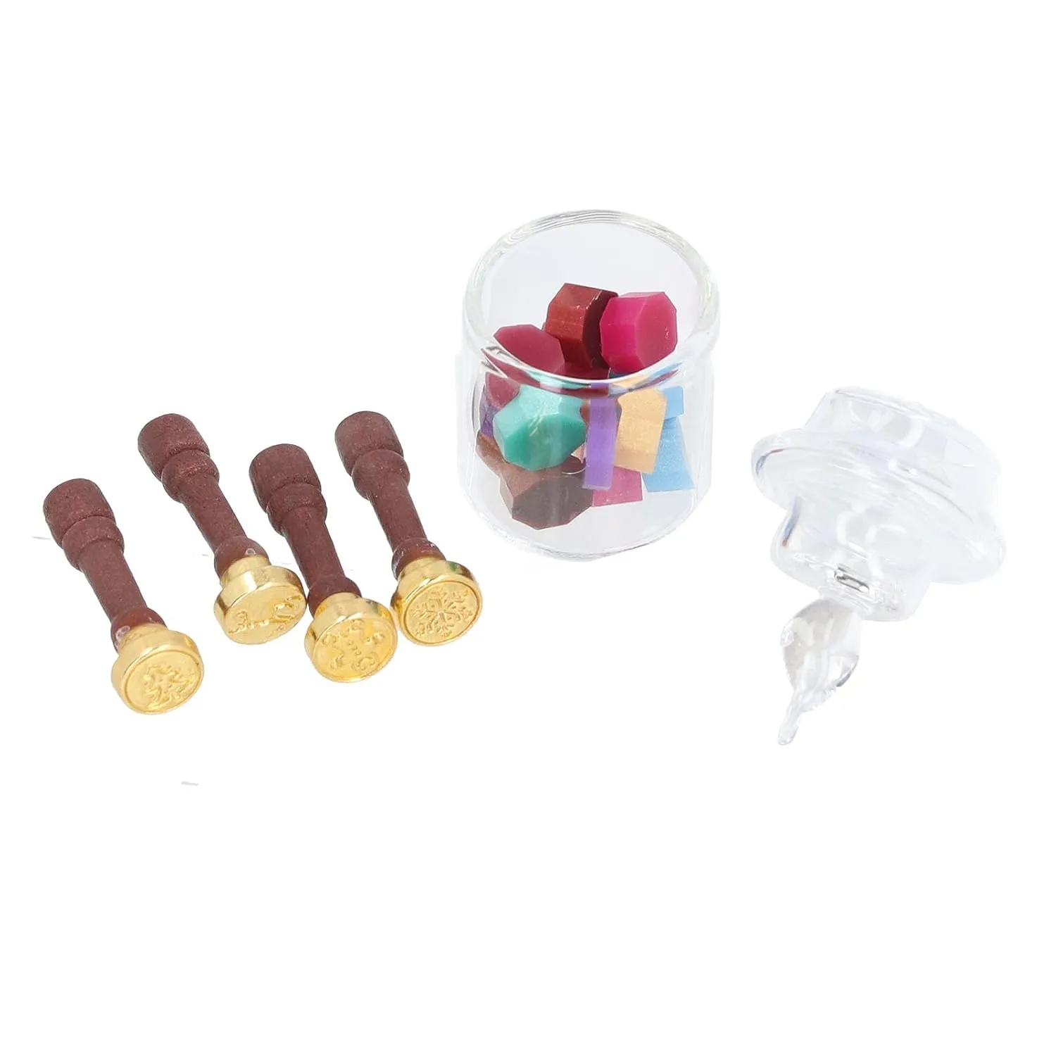 TOPINCN Dollhouse Wax Seal Stamp Sealing Wax Warmer for Dollhouse Accessories Multipurpose Innovative Simulation Exquisite Miniature Wax Seal Stamp Set (Christmas Pattern)