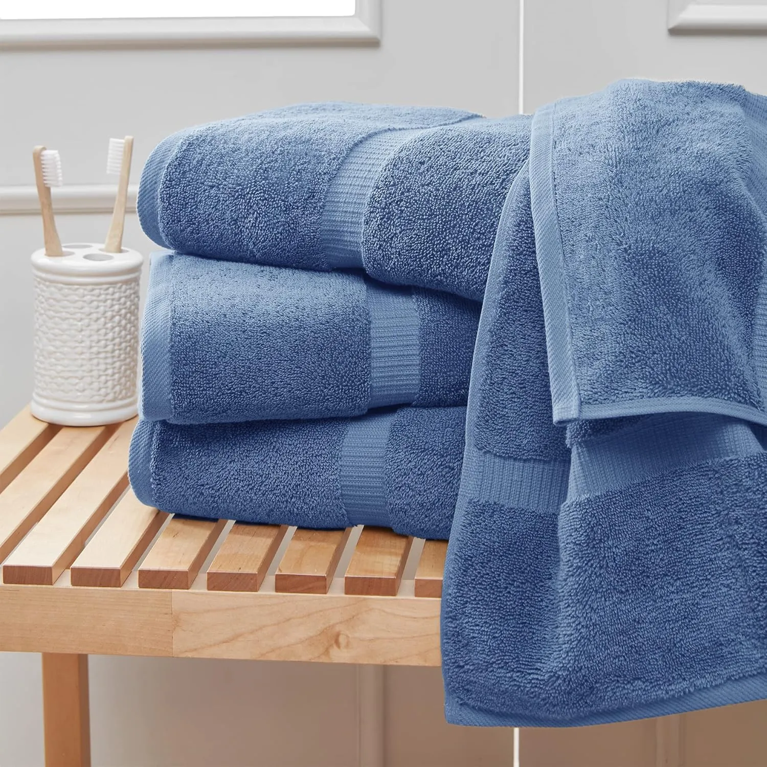 Towel Bazaar Premium Cotton Super Soft and Absorbent Turkish Towels (8-Piece Towel Set, Wedgewood)