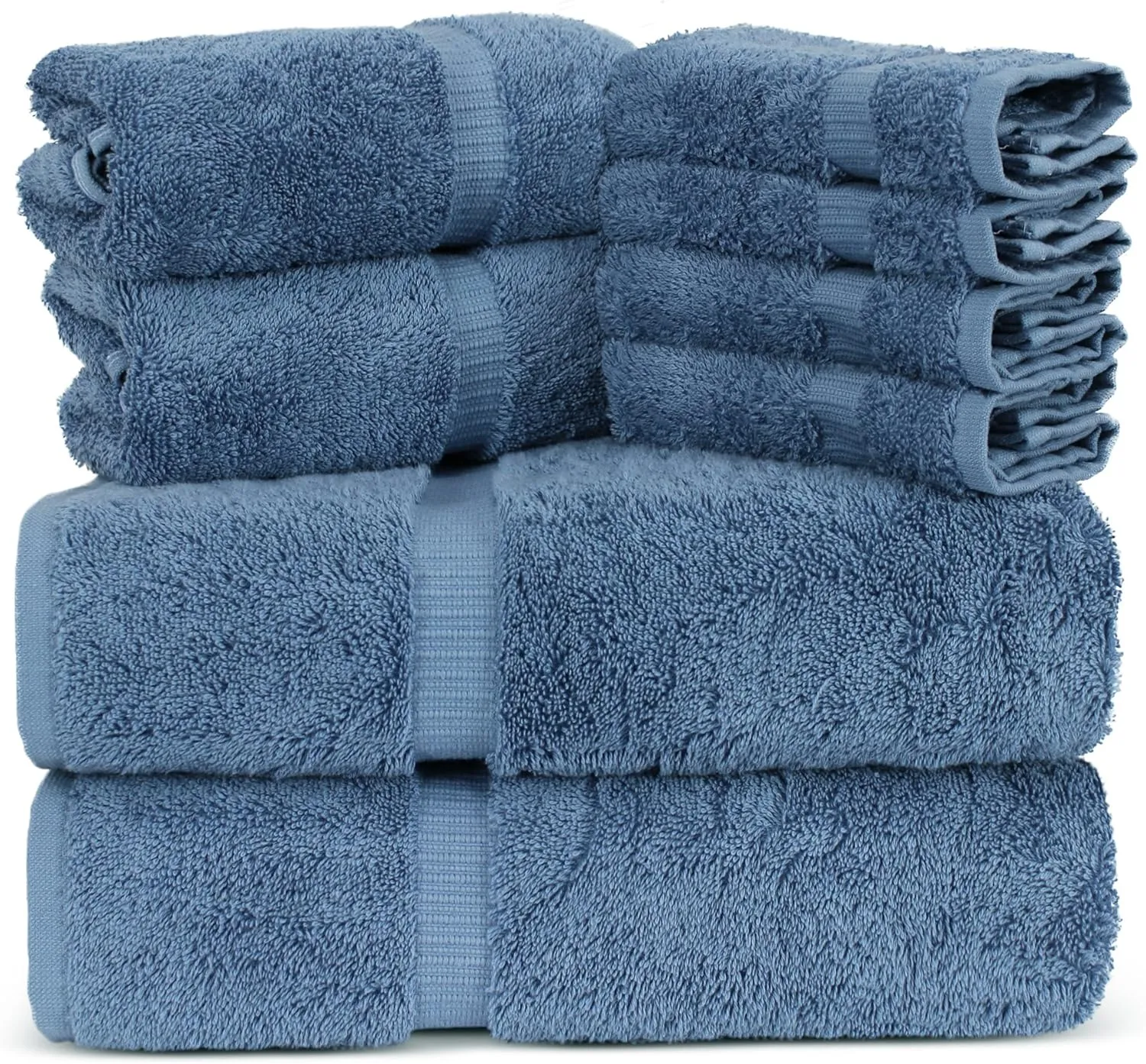 Towel Bazaar Premium Cotton Super Soft and Absorbent Turkish Towels (8-Piece Towel Set, Wedgewood)
