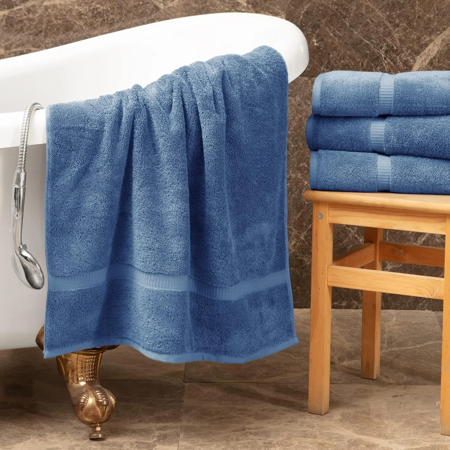 Towel Bazaar Premium Cotton Super Soft and Absorbent Turkish Towels (8-Piece Towel Set, Wedgewood)