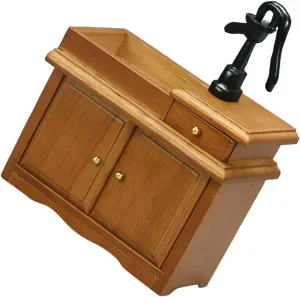 TOYANDONA Miniature Bathroom Sink Cabinet Realistic Wood Washbasin for Dollhouse Decor Cute Adornment for House Accessories Smooth Surface Design