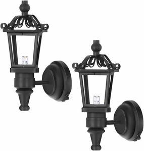 TOYANDONA 1/12 Scale Miniature Wall Lamps for Dollhouse, 2pcs Led Wall Sconces Vintage Lamp Models with On/Off Switch, Simulation Miniature Furniture for Doll House Accessories
