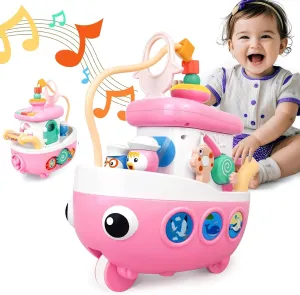 Toys for 1  Year Old Girls Gifts - Baby Toys Crawling Boat with Music and Sound, 9-in-1 Baby Musical Toys 6-12 12-18 Months Age, First Christmas 1st Birthday Gifts for 1  Year Old