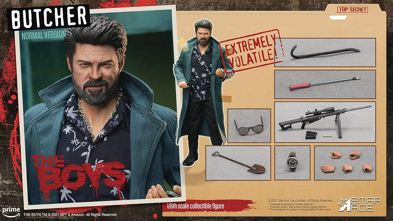 Toys The Boys: Billy Butcher (Season 1 Version) 1:6 Scale Collectible Action Figure, Multicolor