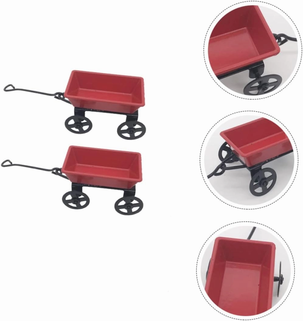 Toyvian 3sets Miniature Fairy Garden Cart Decoration Micro Landscape Pull Cart Ornament Mini House Accessory for DIY Projects Scenery Model 2pcs*3