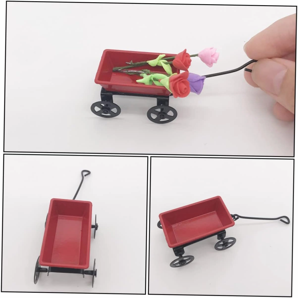 Toyvian 3sets Miniature Fairy Garden Cart Decoration Micro Landscape Pull Cart Ornament Mini House Accessory for DIY Projects Scenery Model 2pcs*3