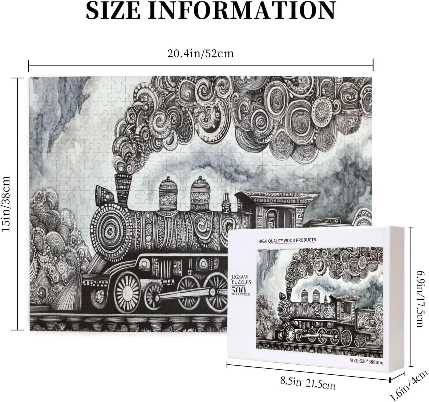 Train Forward Scene 500 Piece Adult Wooden Jigsaw Puzzles,Suitable for Home Decoration,Flight of Thought,Ideal for Exercising Brain Power,Patience,and Hands-on Skills，Gifts for Family