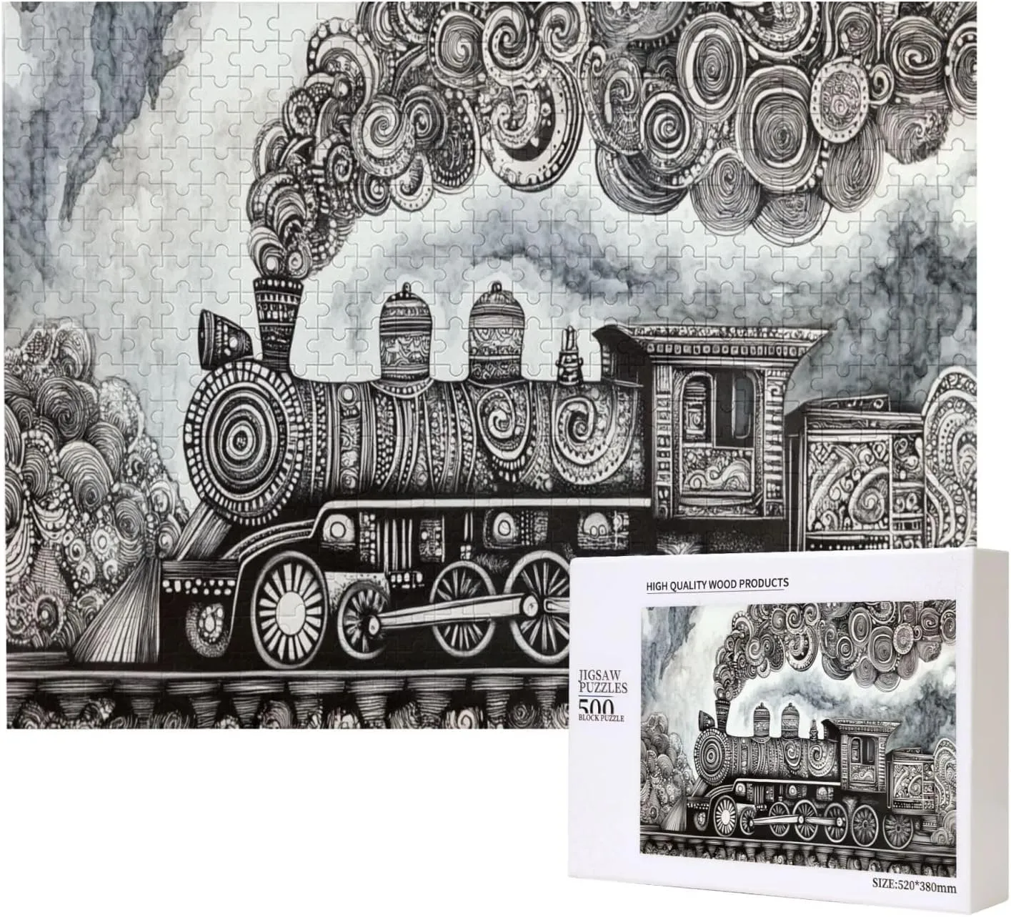 Train Forward Scene 500 Piece Adult Wooden Jigsaw Puzzles,Suitable for Home Decoration,Flight of Thought,Ideal for Exercising Brain Power,Patience,and Hands-on Skills，Gifts for Family