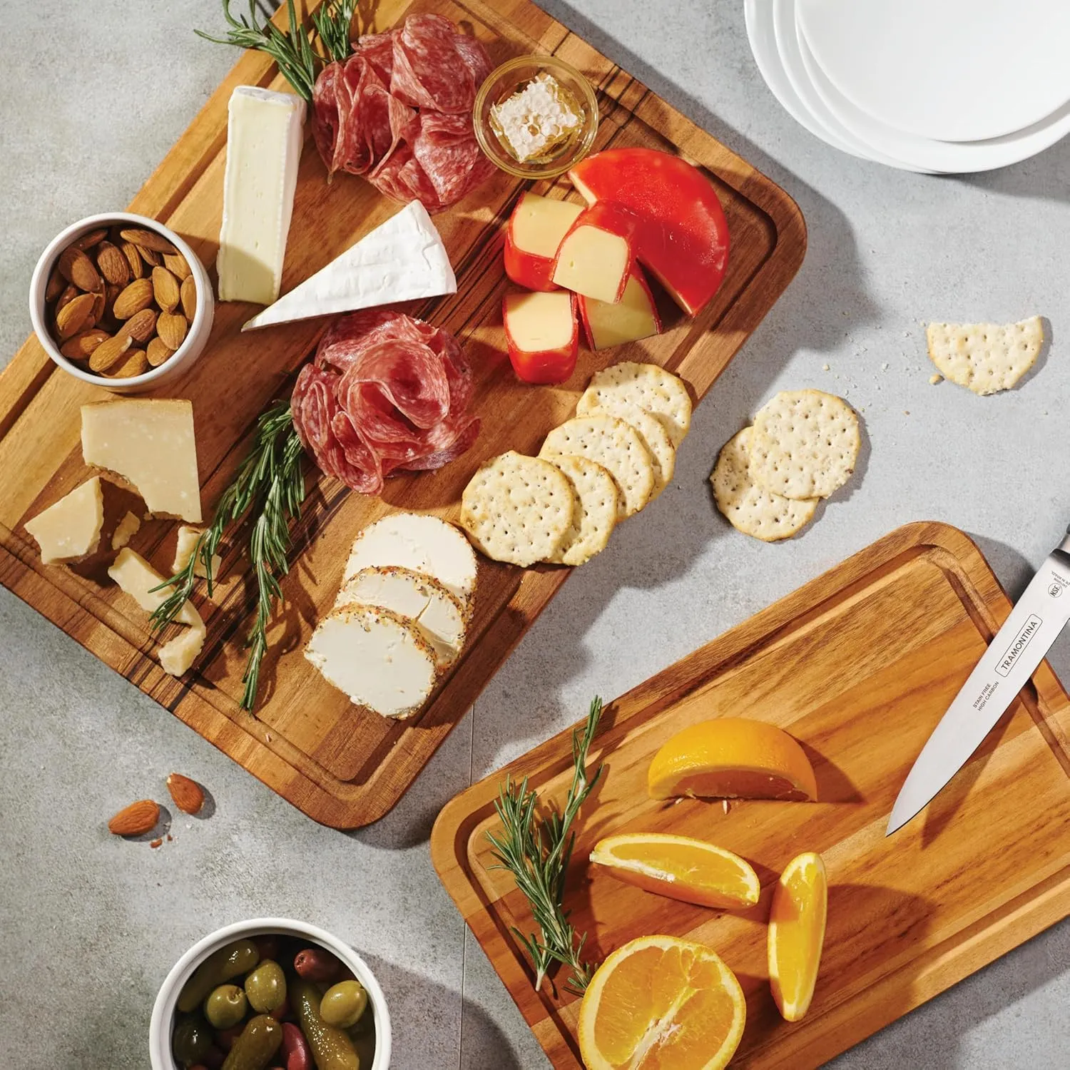 Tramontina FSC Certified Brazilian Tigerwood Cutting and Serving Board Set - 2 Pack (15 x 11-in & 12 x 8-in), 81000/049DS
