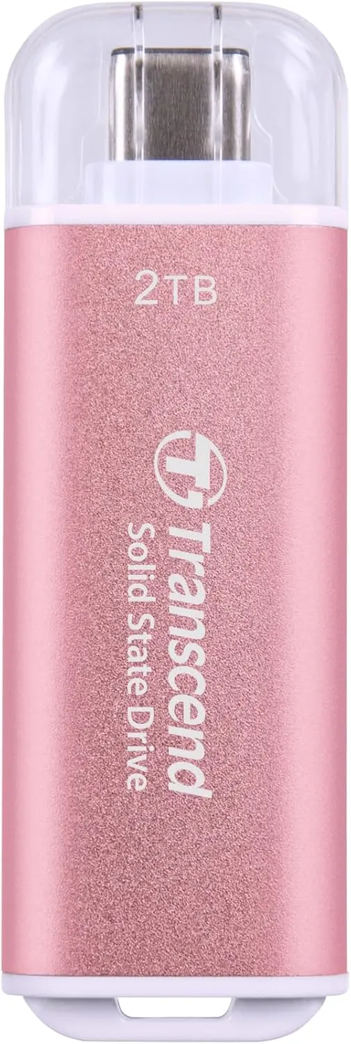 Transcend 2TB External SSD, USB 3.2 Gen2, Up to 1,050MB/s, Portable SSD with Type C, for Steam Deck, ROG Ally, MSI Claw, Windows & Mac, iPhone, iPad, Android, PS5, Xbox, Smart TV, Pink