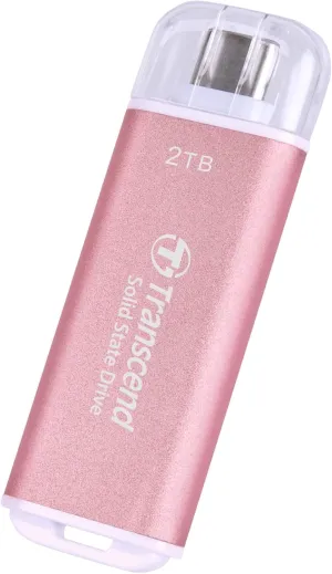 Transcend 2TB External SSD, USB 3.2 Gen2, Up to 1,050MB/s, Portable SSD with Type C, for Steam Deck, ROG Ally, MSI Claw, Windows & Mac, iPhone, iPad, Android, PS5, Xbox, Smart TV, Pink