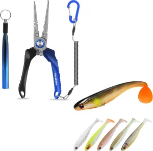 TRUSCEND Lockable Handy Fishing Pliers with Innovative Ergonomic Handle, Top Soft Fishing Lures for All Species of Fish, Widely Used Swimbait for All Waters, Fishing Gifts for Men