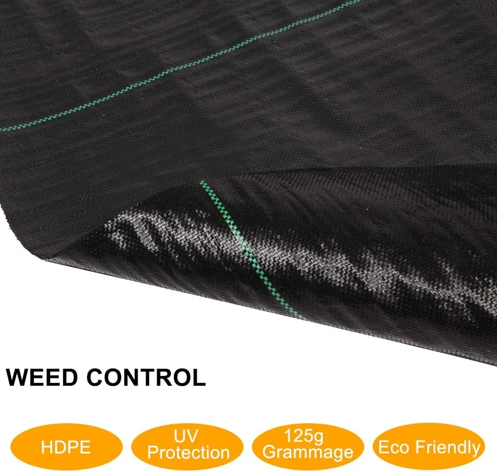 TUFFIOM Weed Barrier 4 x 300 FT Garden Landscape Fabric, Ground Cover with UV Resistance, 125gsm/3.7OZ Heavy Duty Material for Superior Weed Control, Perfect for Greenhouse, Yard, Flower Bed, Garden