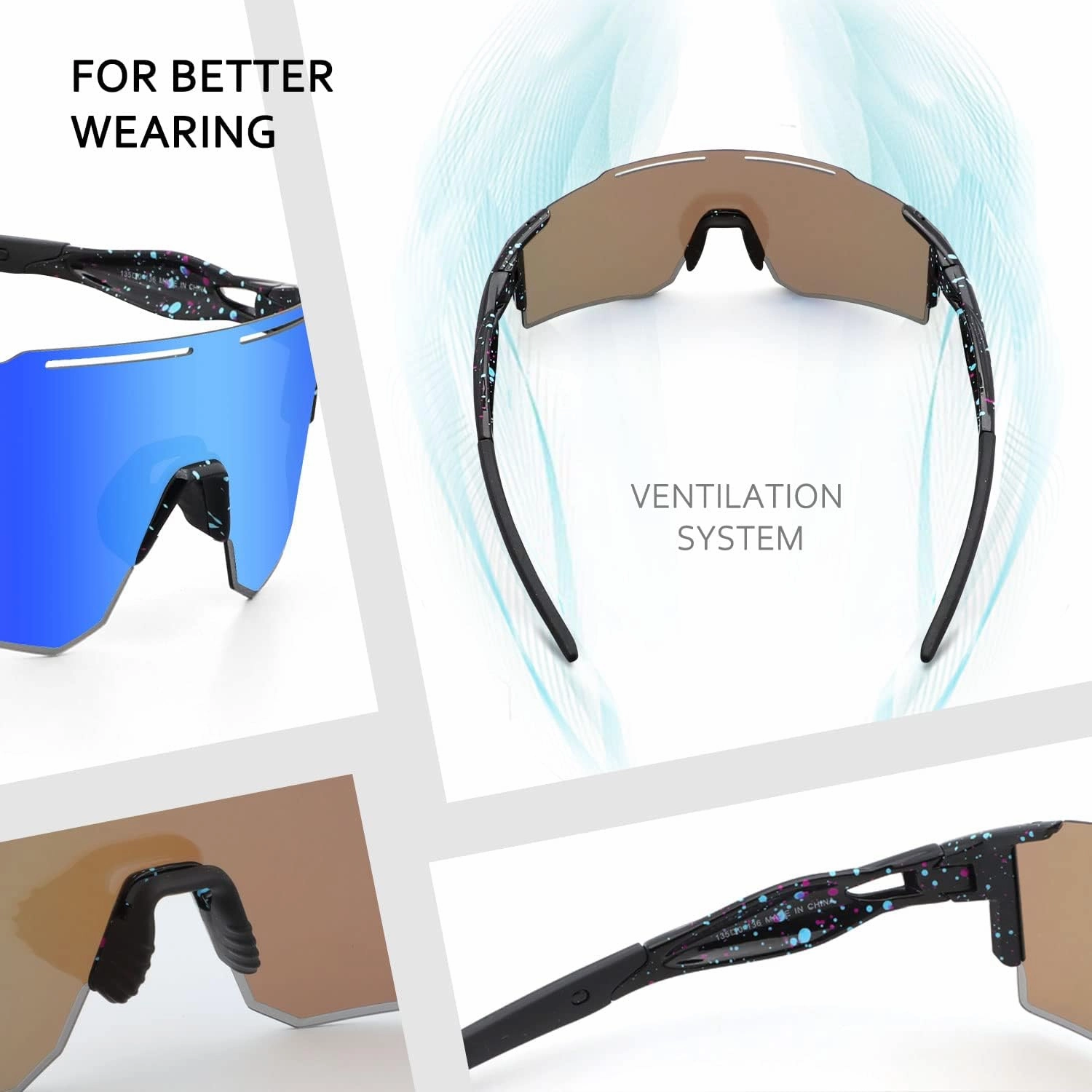 Ukoly Cycling Sunglasses for Men Women with 3 Interchangeable Lenses, Polarized Sports Sunglasses, Baseball Sunglasses