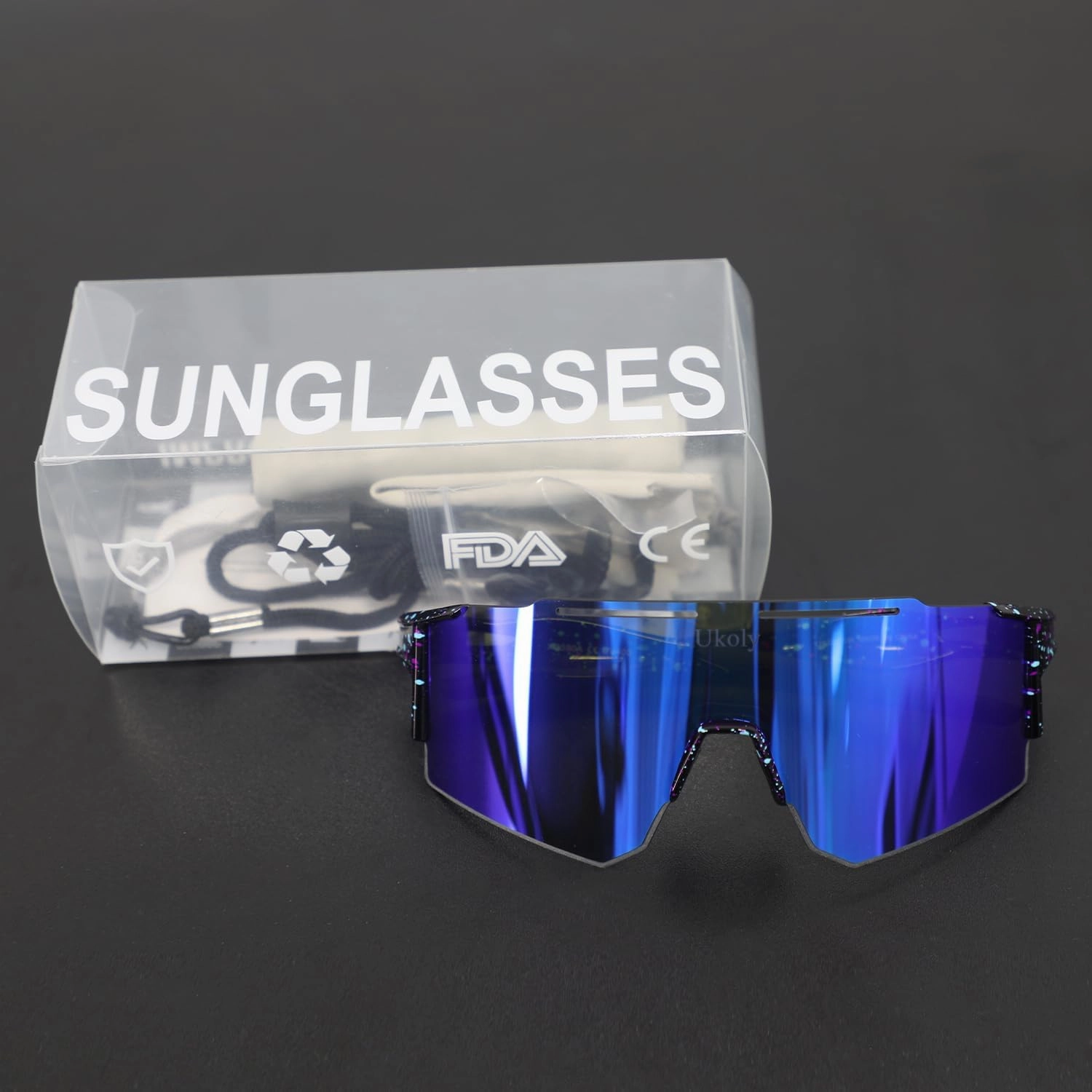 Ukoly Cycling Sunglasses for Men Women with 3 Interchangeable Lenses, Polarized Sports Sunglasses, Baseball Sunglasses