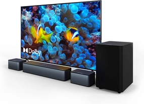 ULTIMEA 5.1 Sound Bar with Dolby Atmos, 410W Surround Sound System for TV, 3D Sound Bars for Smart TV with Subwoofer, Adjustable Surround and Bass, Home Audio Soundbars for TV, HDMI eARC, Poseidon D60