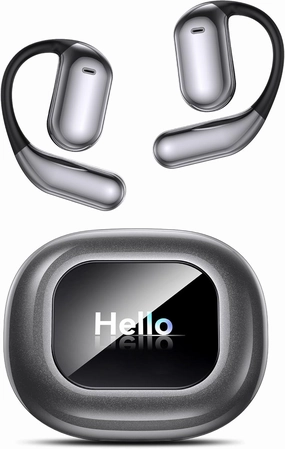 Ultra Open-Ear-Headphones Wireless Bluetooth - Ergonomic Pro Over The Ear Earbuds with Air-Like Silicone Design, Bone Conduction Headphones for Running, Workouts, and Fitness, Dark Gray