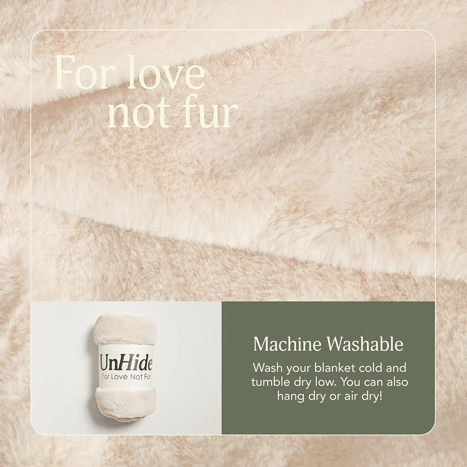 UnHide Cuddle Puddle | Faux Fur Blanket | Oversized, Lightweight, Extra Soft Blanket | Machine Washable | Add a Layer of Softness to Any Bed or Couch | 100” x 100” | Beige Bear