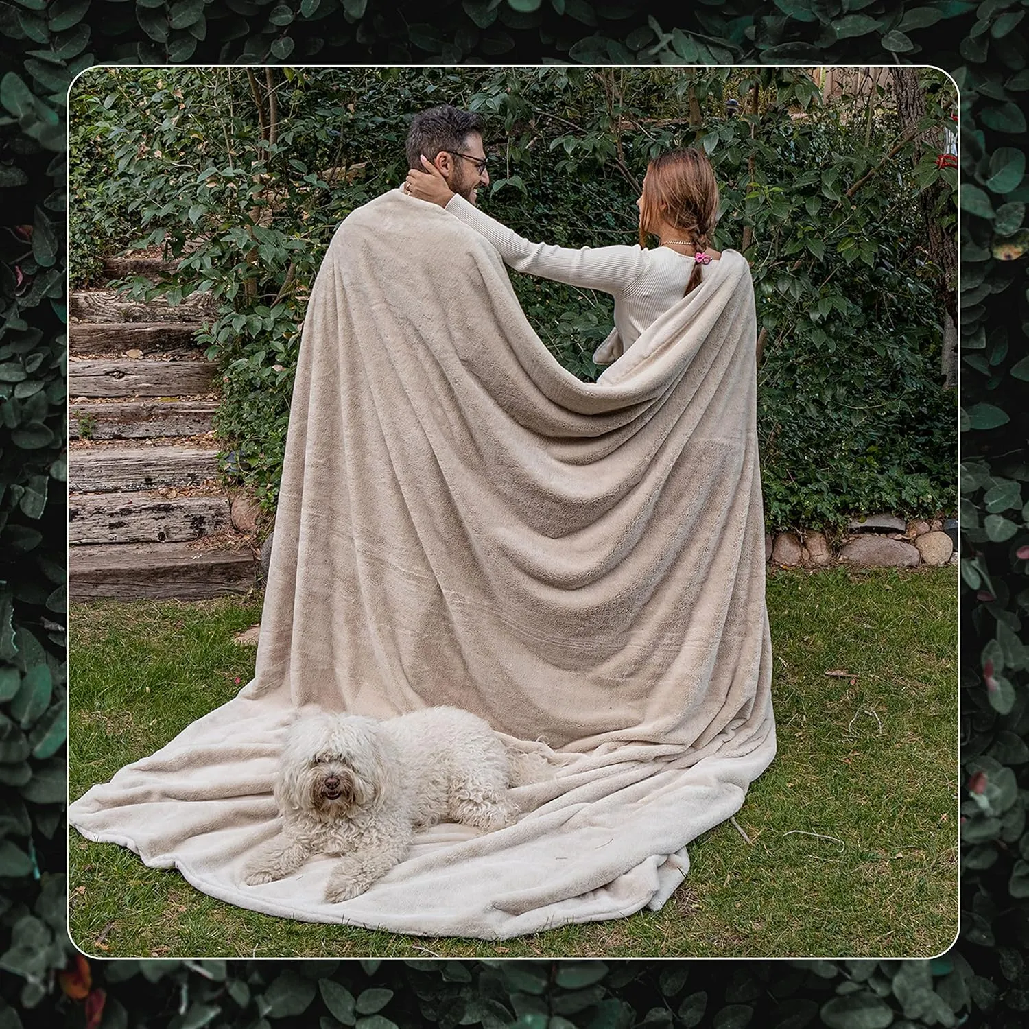 UnHide Cuddle Puddle | Faux Fur Blanket | Oversized, Lightweight, Extra Soft Blanket | Machine Washable | Add a Layer of Softness to Any Bed or Couch | 100” x 100” | Beige Bear