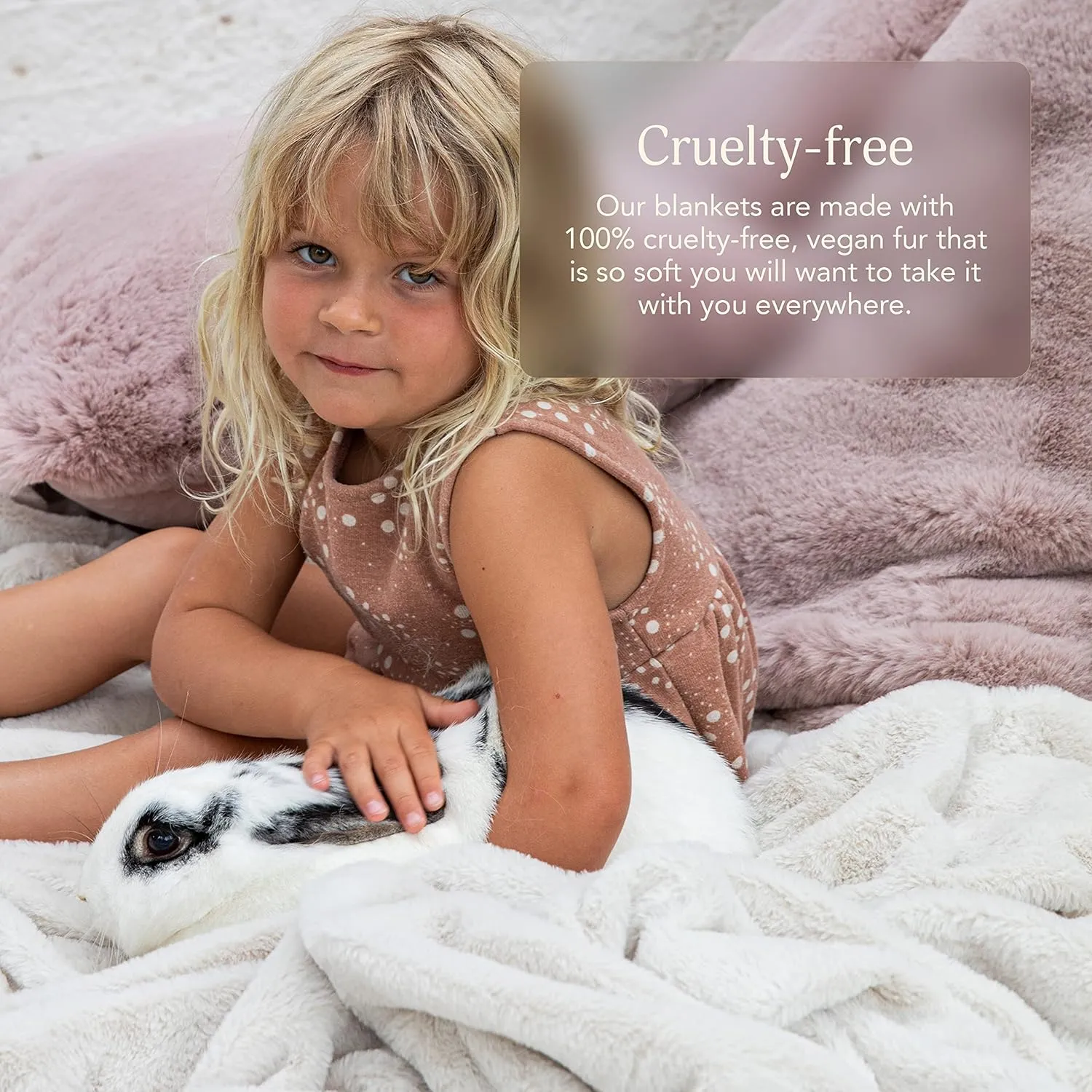 UnHide Cuddle Puddle | Faux Fur Blanket | Oversized, Lightweight, Extra Soft Blanket | Machine Washable | Add a Layer of Softness to Any Bed or Couch | 100” x 100” | Beige Bear