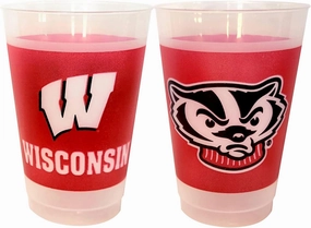 University Plastic Cups, Fun Party Supplies, Ideal Tailgate and Football Party Decorations, College Football Party Pack - 14 oz. Frosted Cups - 25 per Set, Wisconsin Badgers