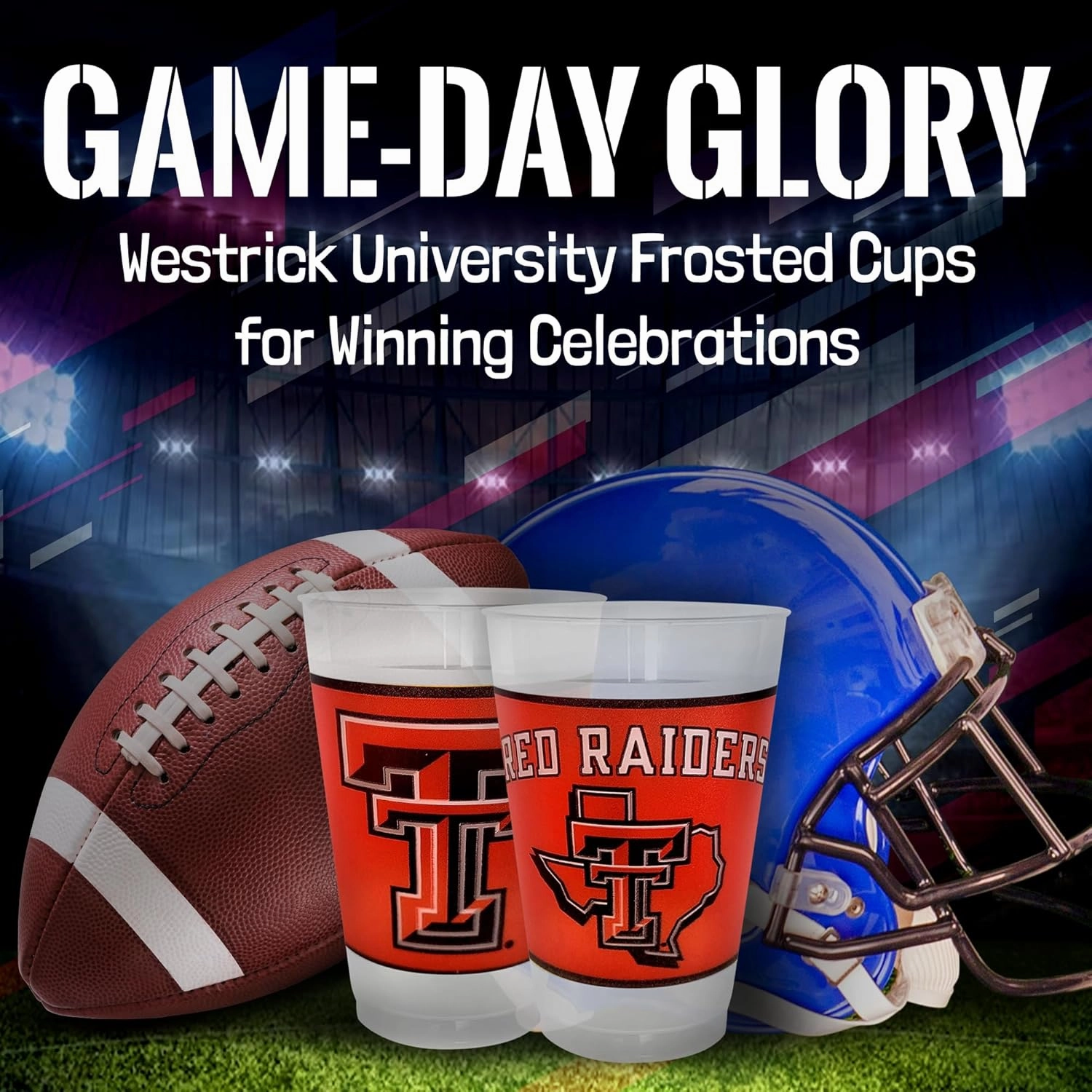 University Plastic Cups, Fun Party Supplies, Ideal Tailgate and Football Party Decorations, College Football Party Pack - 14 oz. Frosted Cups - 25 per Set, Wisconsin Badgers