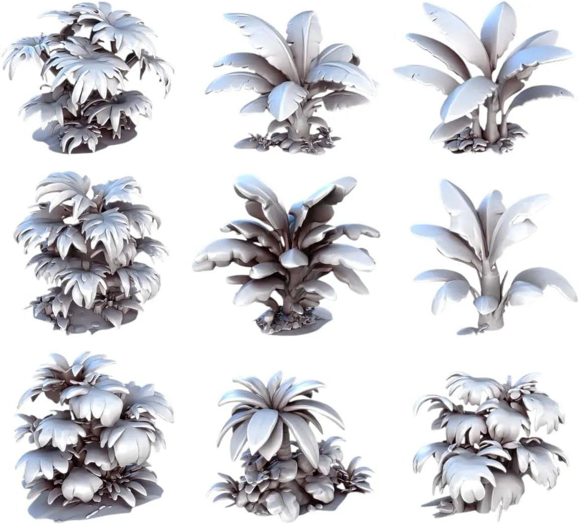 Unpainted DND Ground Plants Miniature Scenery, Tabletop Gaming Collectible, Fantasy World, Ideal Gift for Dungeon Masters and Collectors