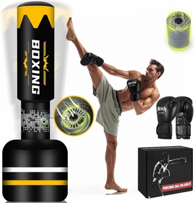 Upgrated Standing Punching Bag for Adults with Automatic Built in Air Pump, 69'' Heavy Bag Boxing Equipment with 12OZ Gloves Kicking Bag for Training MMA Muay Thai Fitness Kickboxing Home Gym