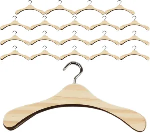 UPKOCH 20Pcs Doll Hangers Natural Wood Doll Clothes Display Rack for Dollhouse Bedroom Accessories Compact Wardrobe Organizer and Outfits