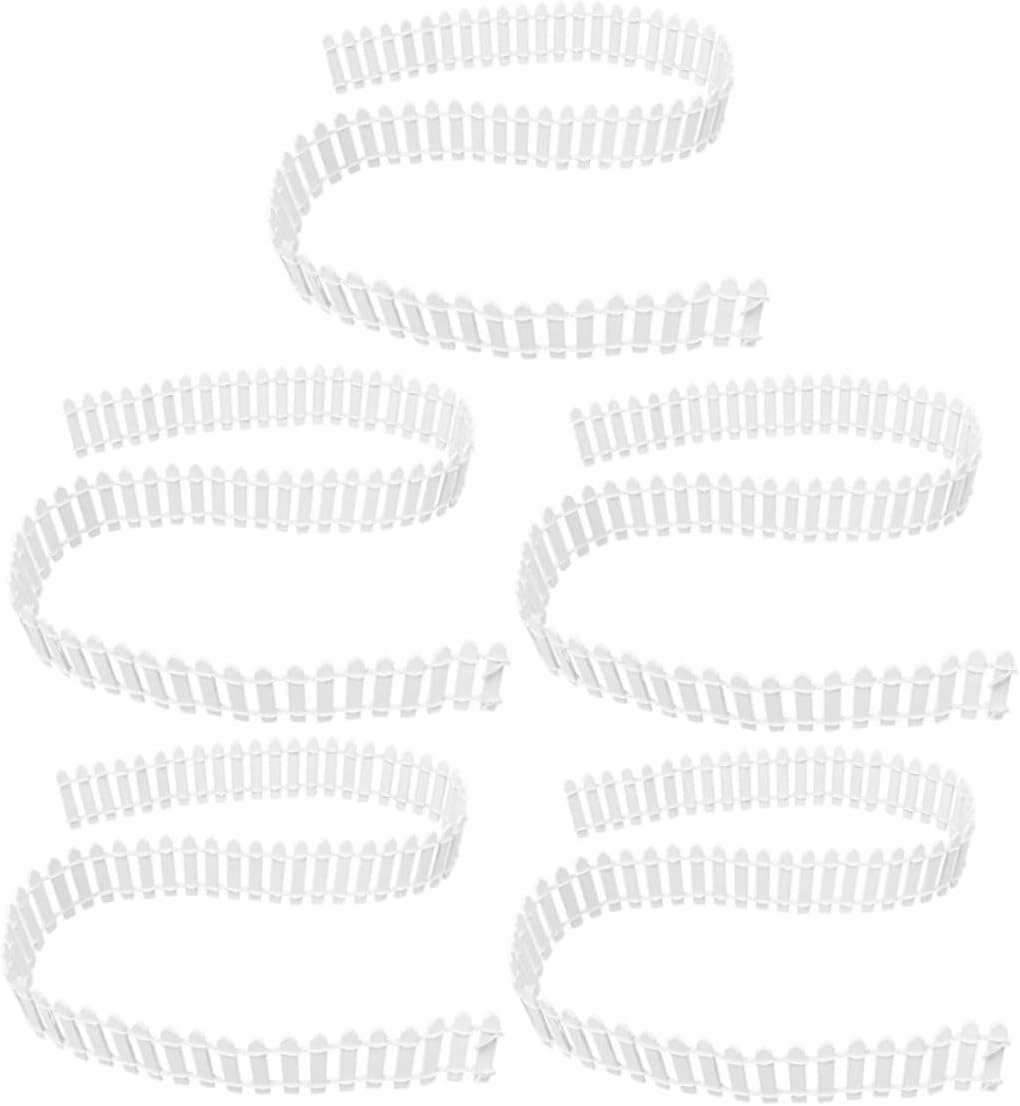 UPKOCH 5pcs Miniature White Picket Fence Durable Plastic Fairy Garden Border Edging for Dollhouse Bonsai and Craft Projects Effortless Assembly and Elegant Design