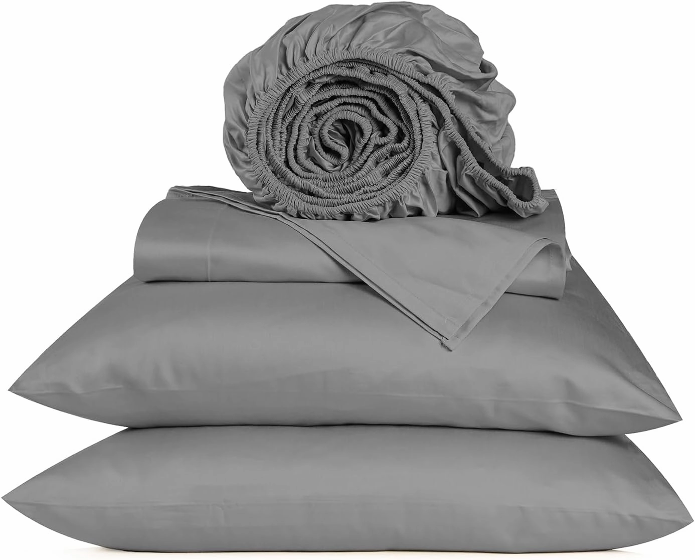 URBANHUT 800 Thread Count Egyptian Cotton Sheets Queen Size, Long Staple Bed Sheets,4 Pc Bed Sheet Sets for Queen Size Bedding, Sateen Weave Luxury Hotel Bed Sheets Fits 16" Deep Pocket - Dark Grey