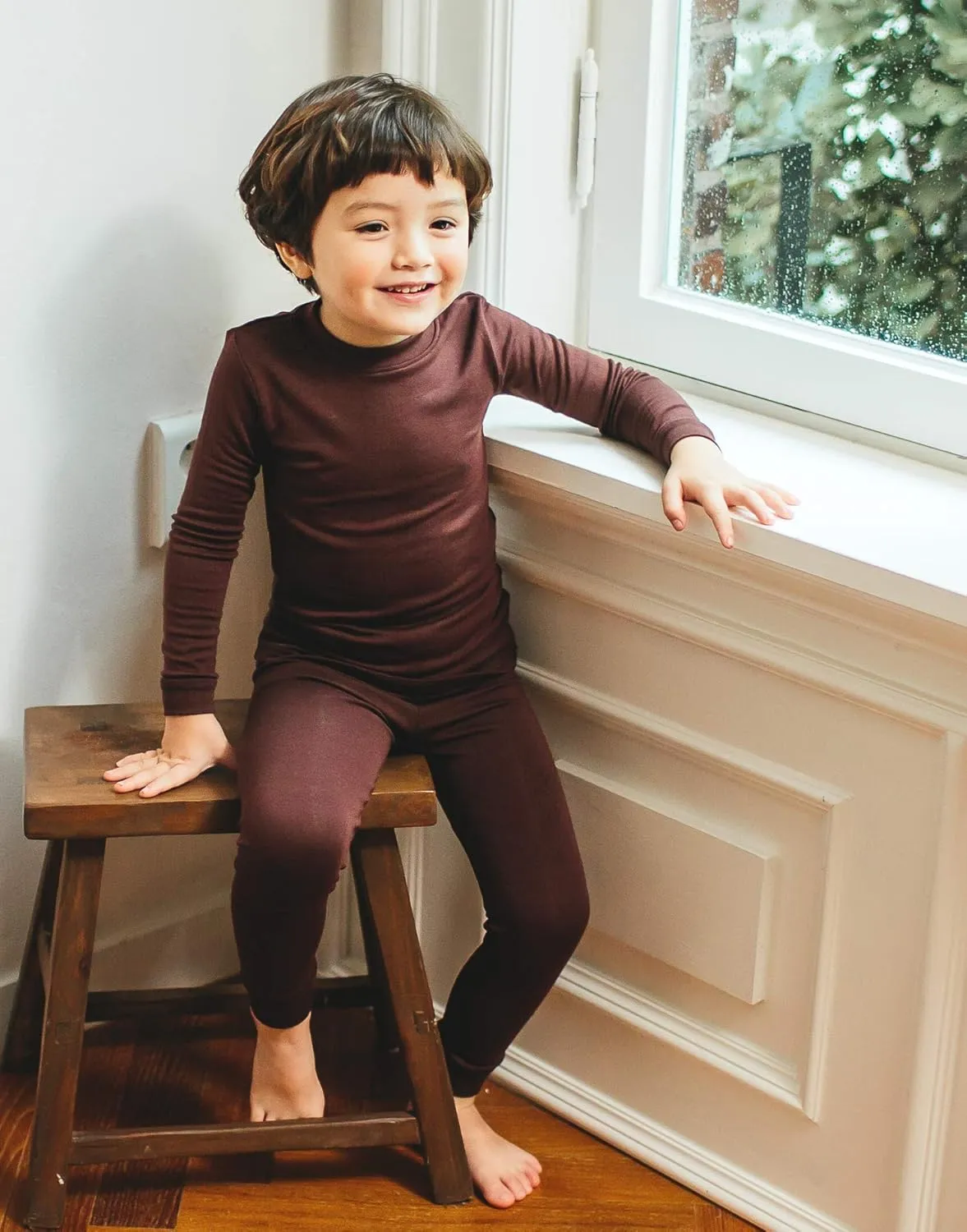 VAENAIT 6M-12Y Toddler Toddler Kids Toddler Girls Boys Soft Comfy Modal Tencel Solid Raglan Sleepwear Pajamas Pjs 2pcs Set