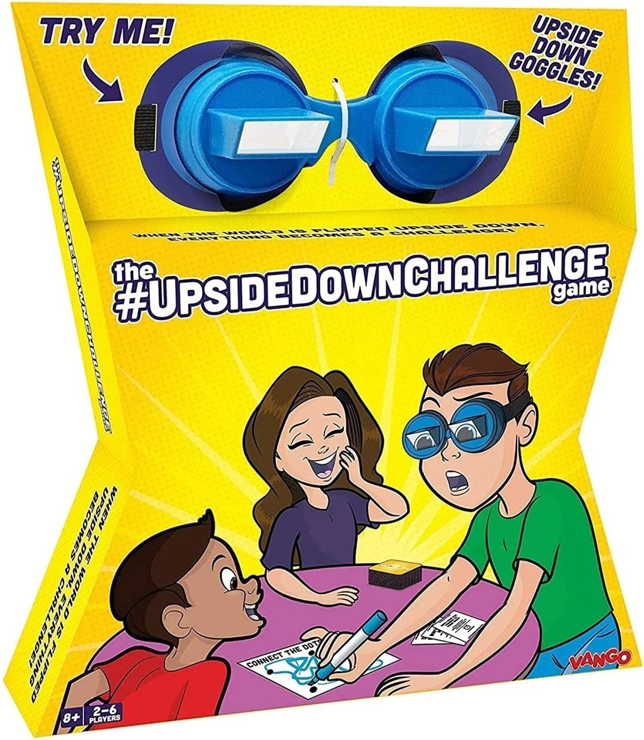 Vango The UpsideDownChallenge Game for Family & Kids - Fun Challenges with Upside Down Goggles - Hilarious for Game Night & Parties - 2-6 Players, Ages 8  (Standard Edition)
