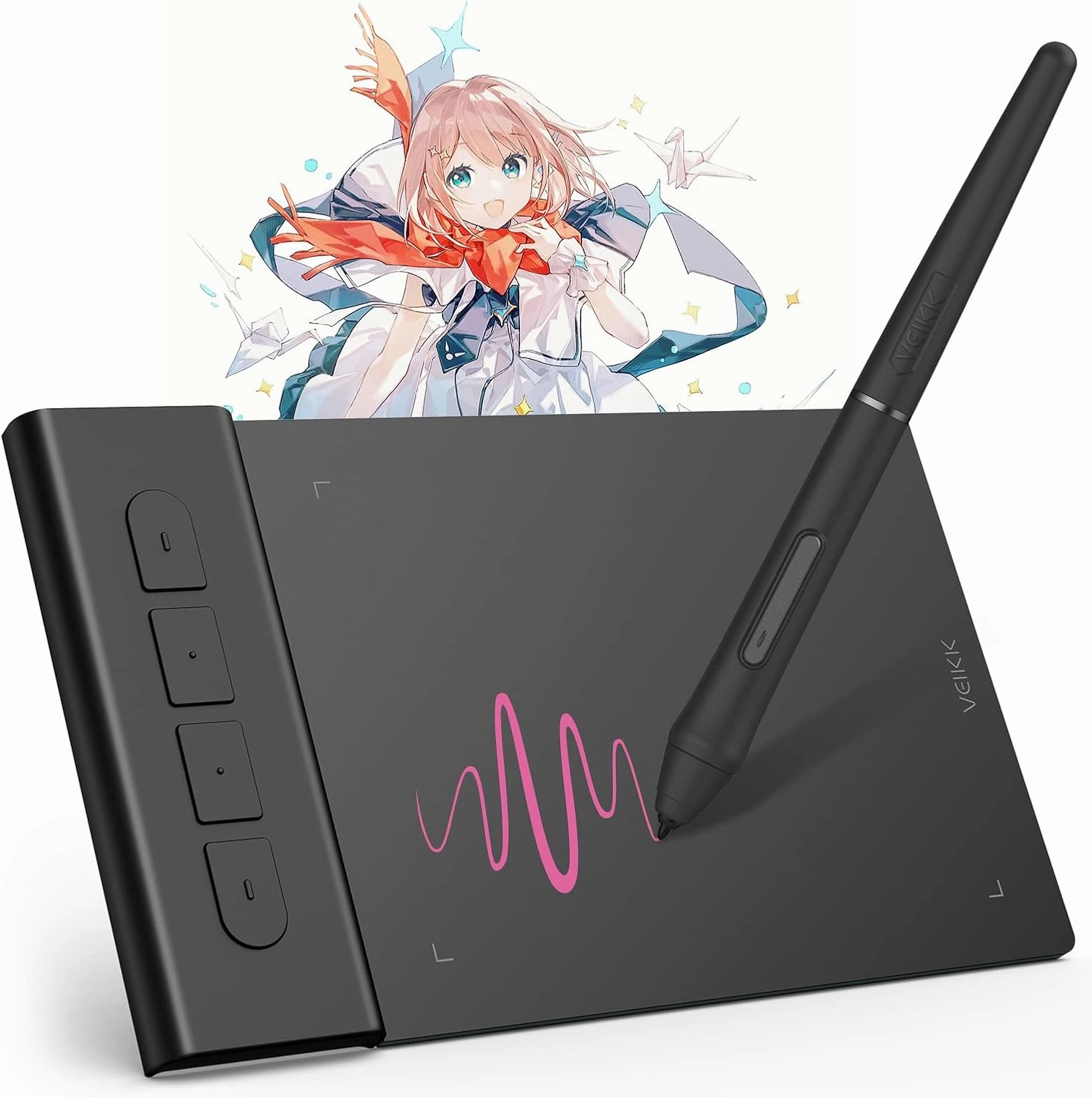 VEIKK VK430 Drawing Tablet 4x3 inch OSU Tablet, Portable Computer Graphics Tablets with 4 Shortcut Keys 8192 Levels Battery-Free Stylus Pen, Compatible with Mac/Windows/Android/Linux