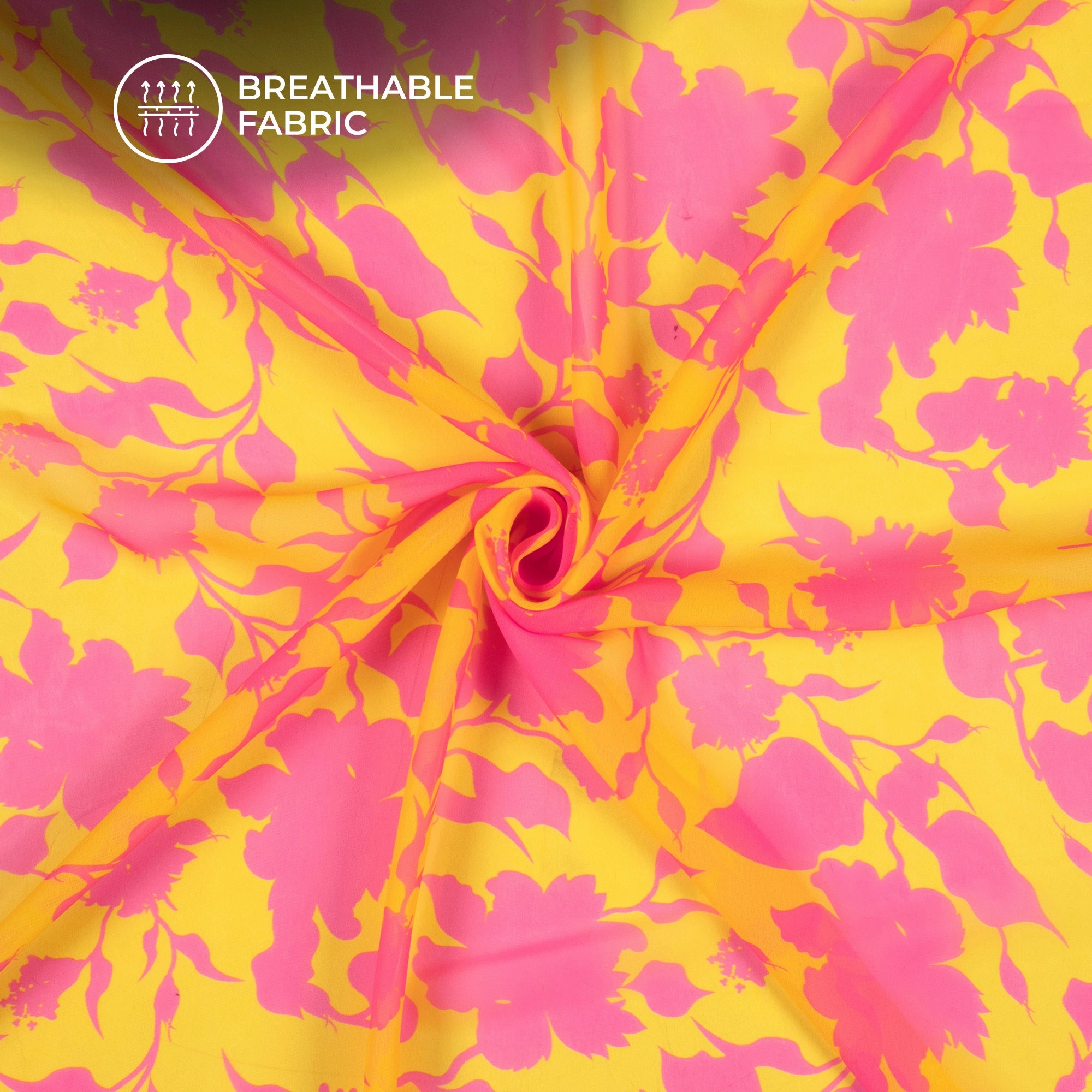 Vibrant Floral Digital Print Lightweight Georgette Fabric