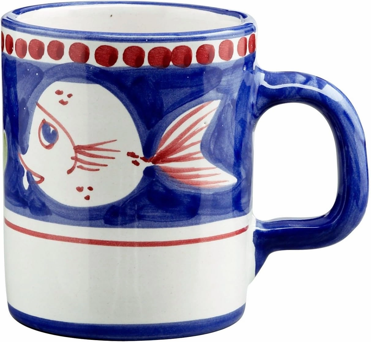 Vietri Campagna Pesce 12oz Hand-Painted Coffee Mug 3.5" H – Blue, Terra Cotta Earthenware, Dishwasher Safe Drinkware